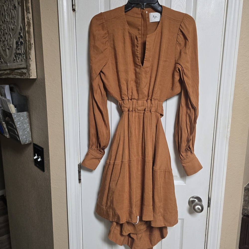 Aje spectral v neck linen blend mini dress Sz 10 $500